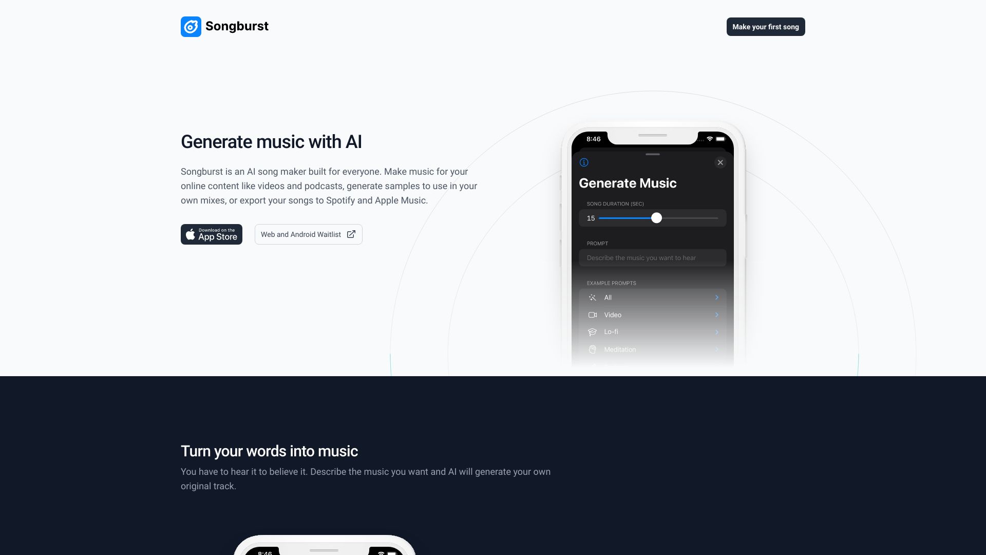 Songburst screenshot