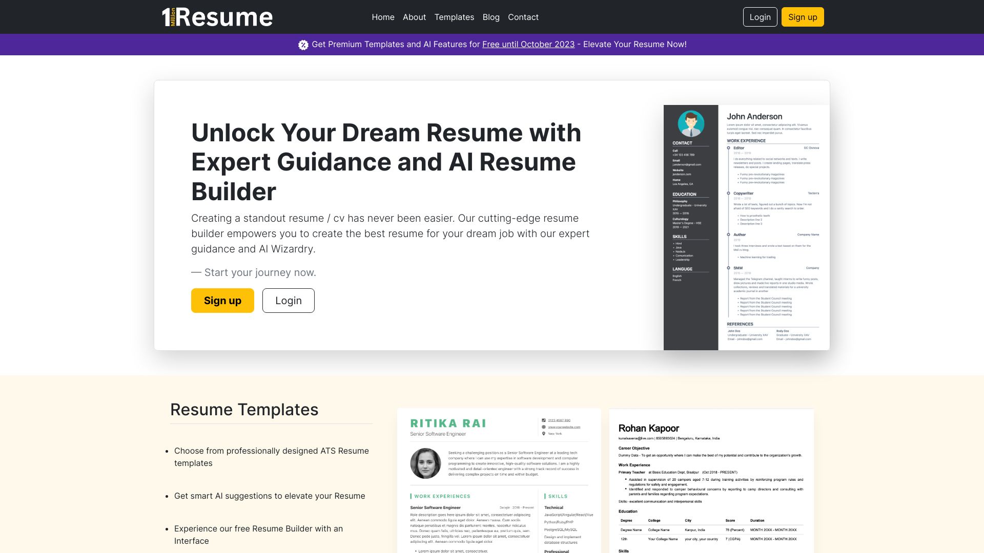 1MillionResume screenshot
