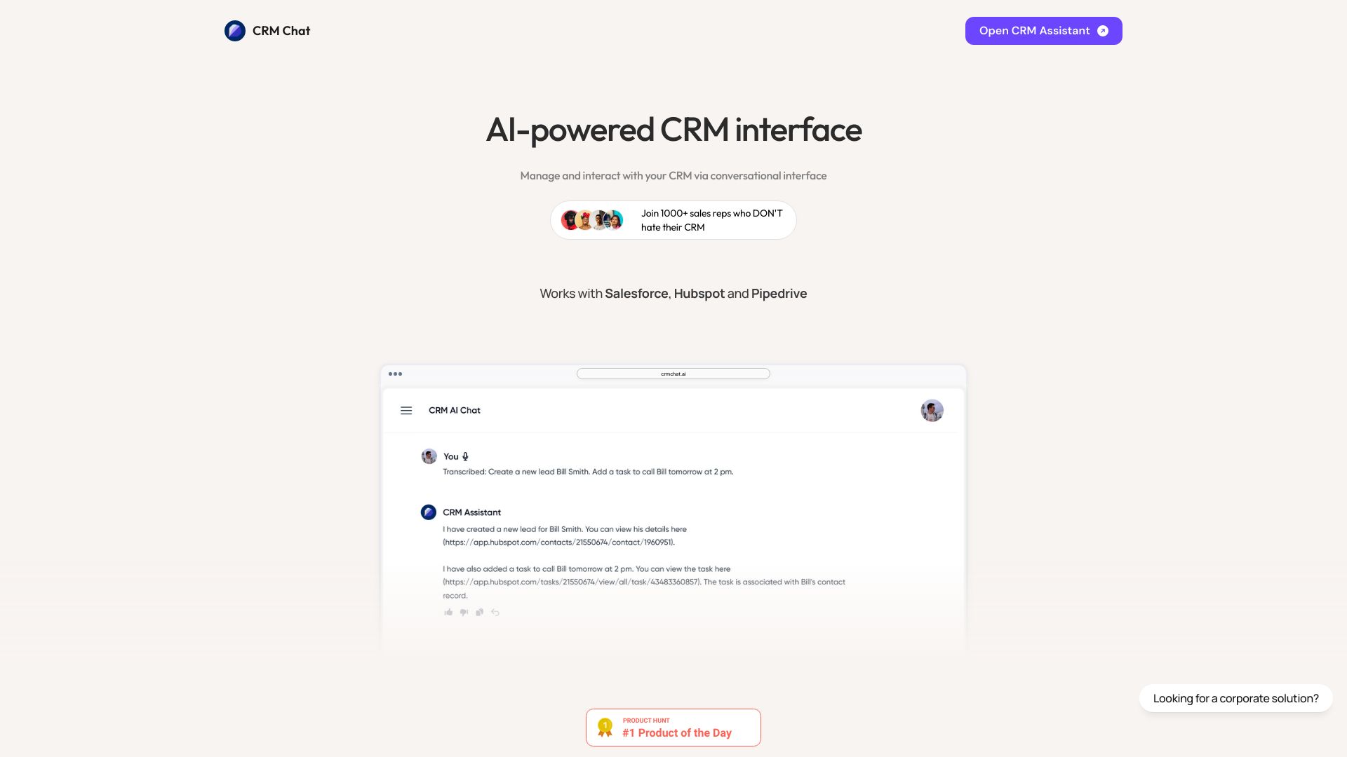 CRM Chat screenshot