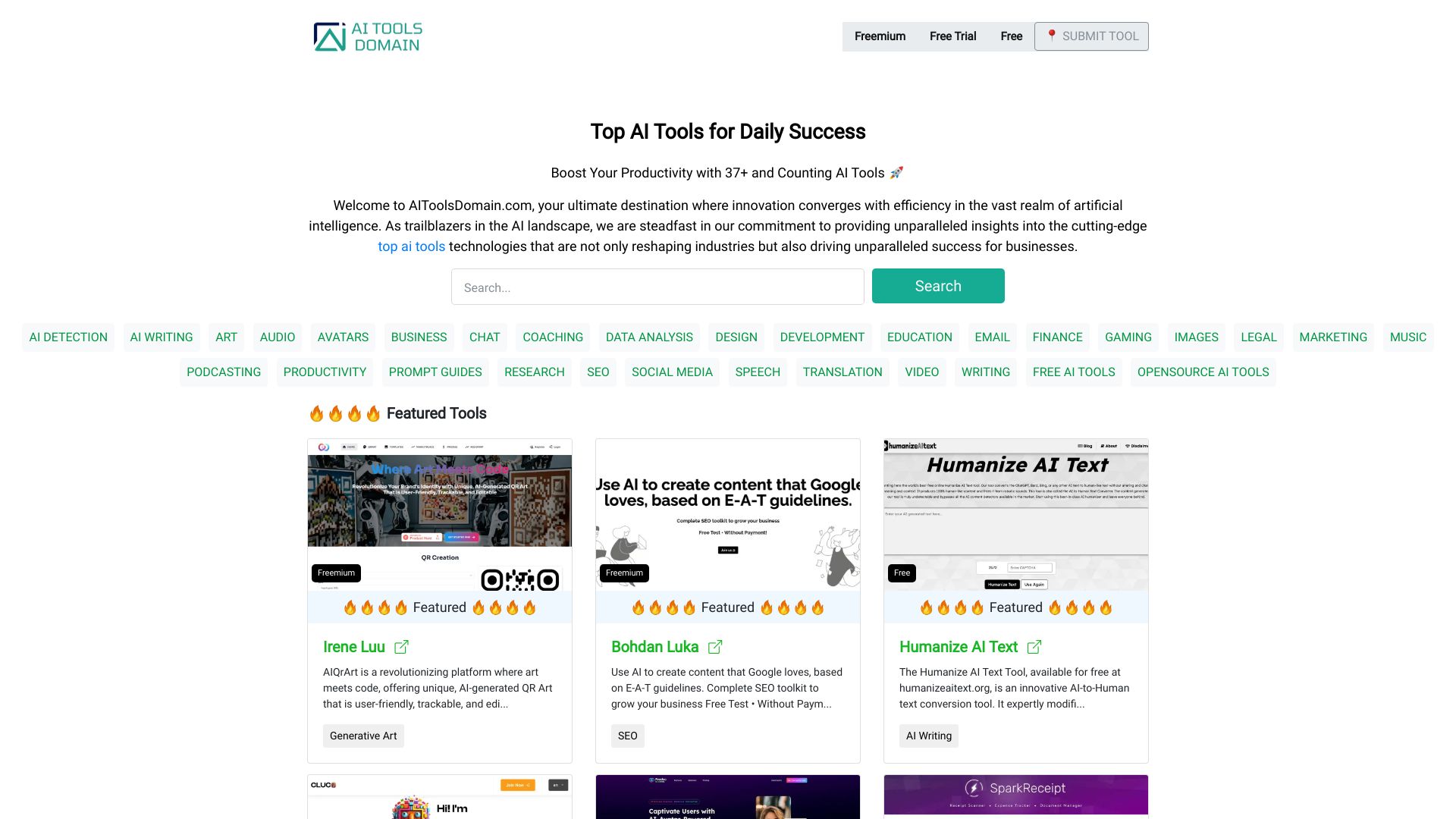 Aitoolsdomain.com screenshot