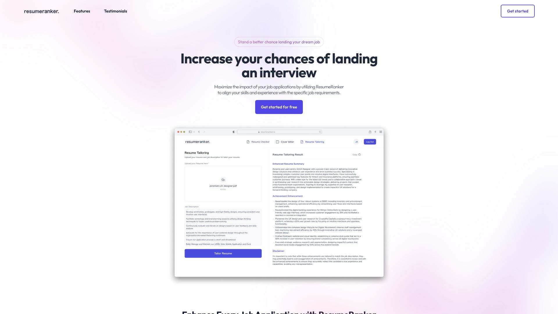 ResumeRanker.io screenshot
