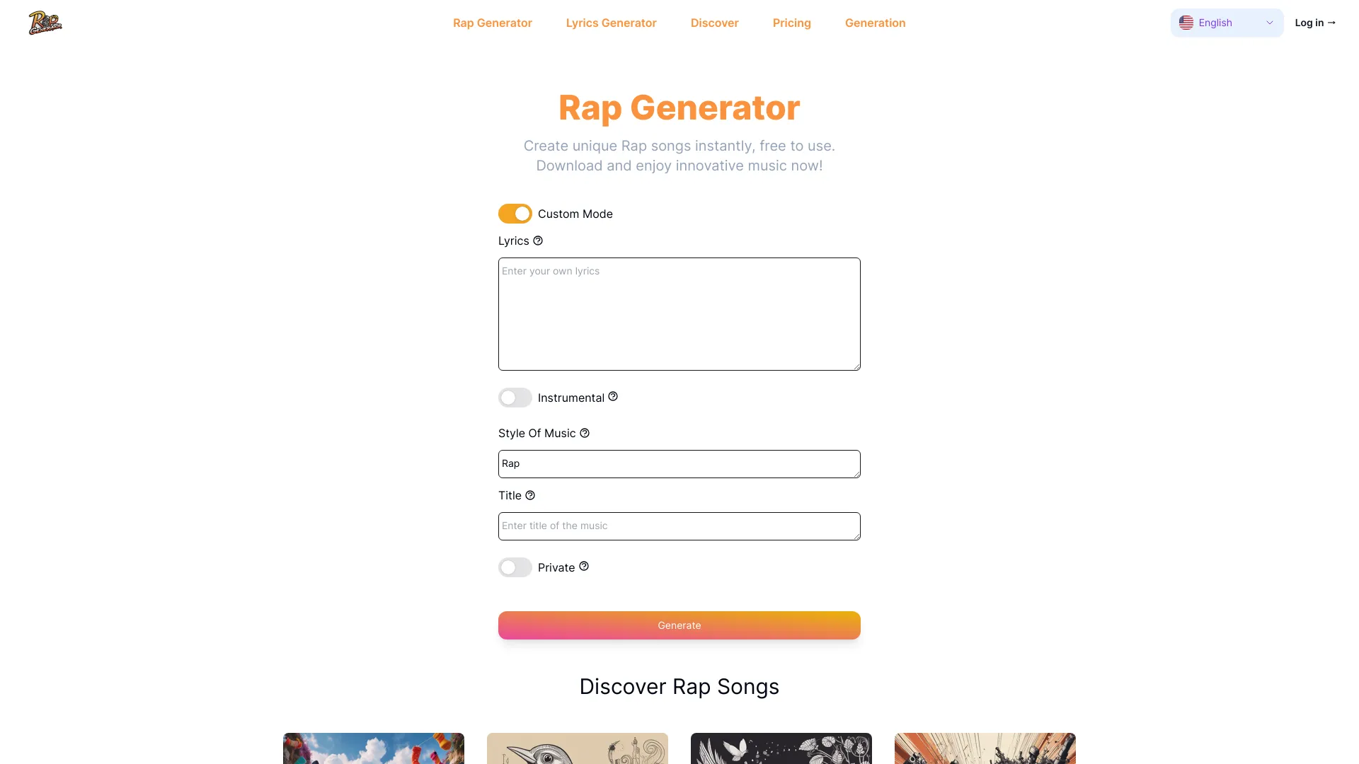 Rap Generator screenshot