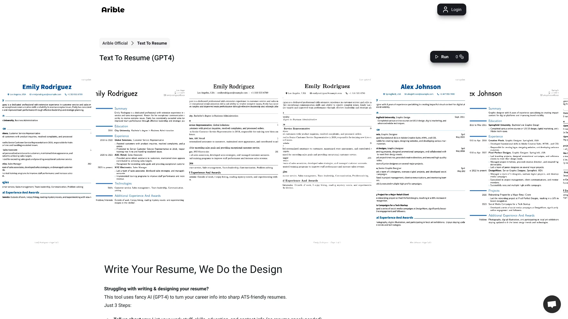 Arible Text To Resume screenshot