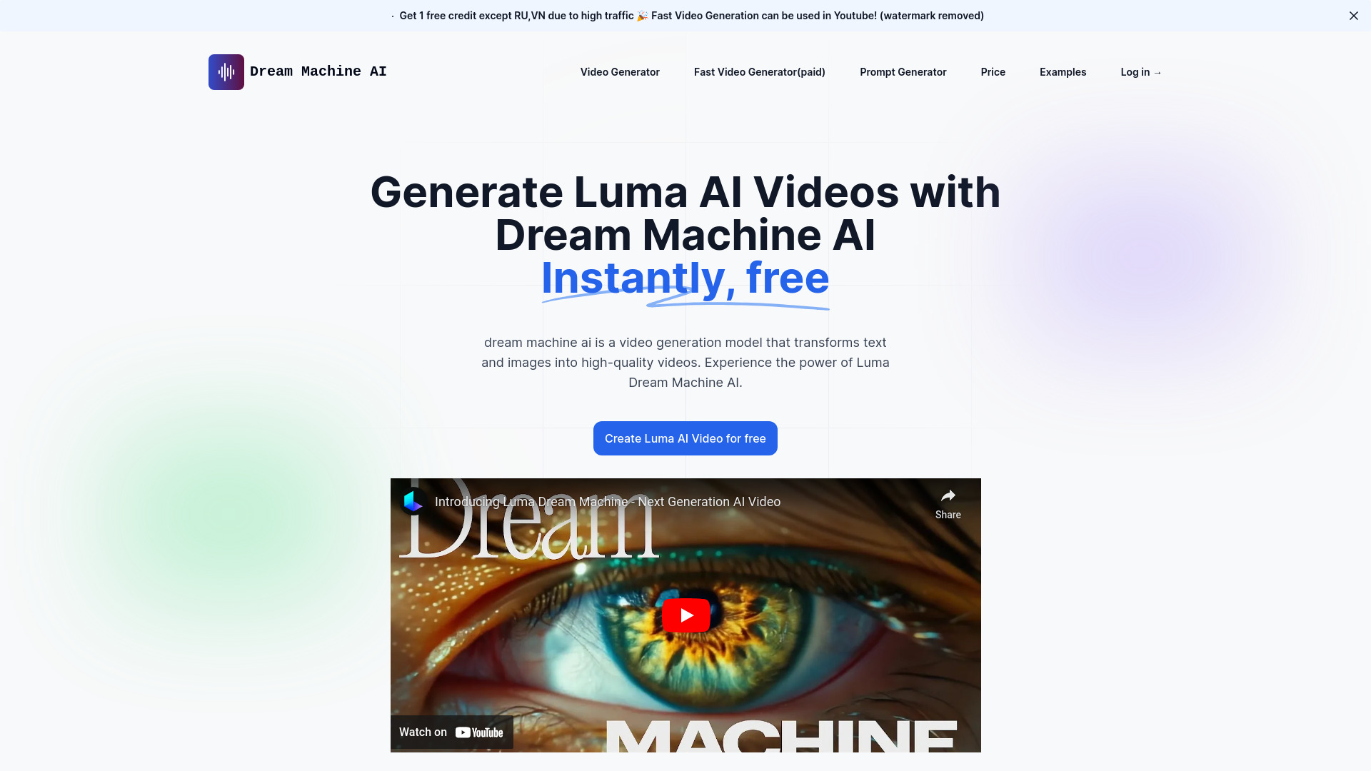 Dream Machine AI screenshot