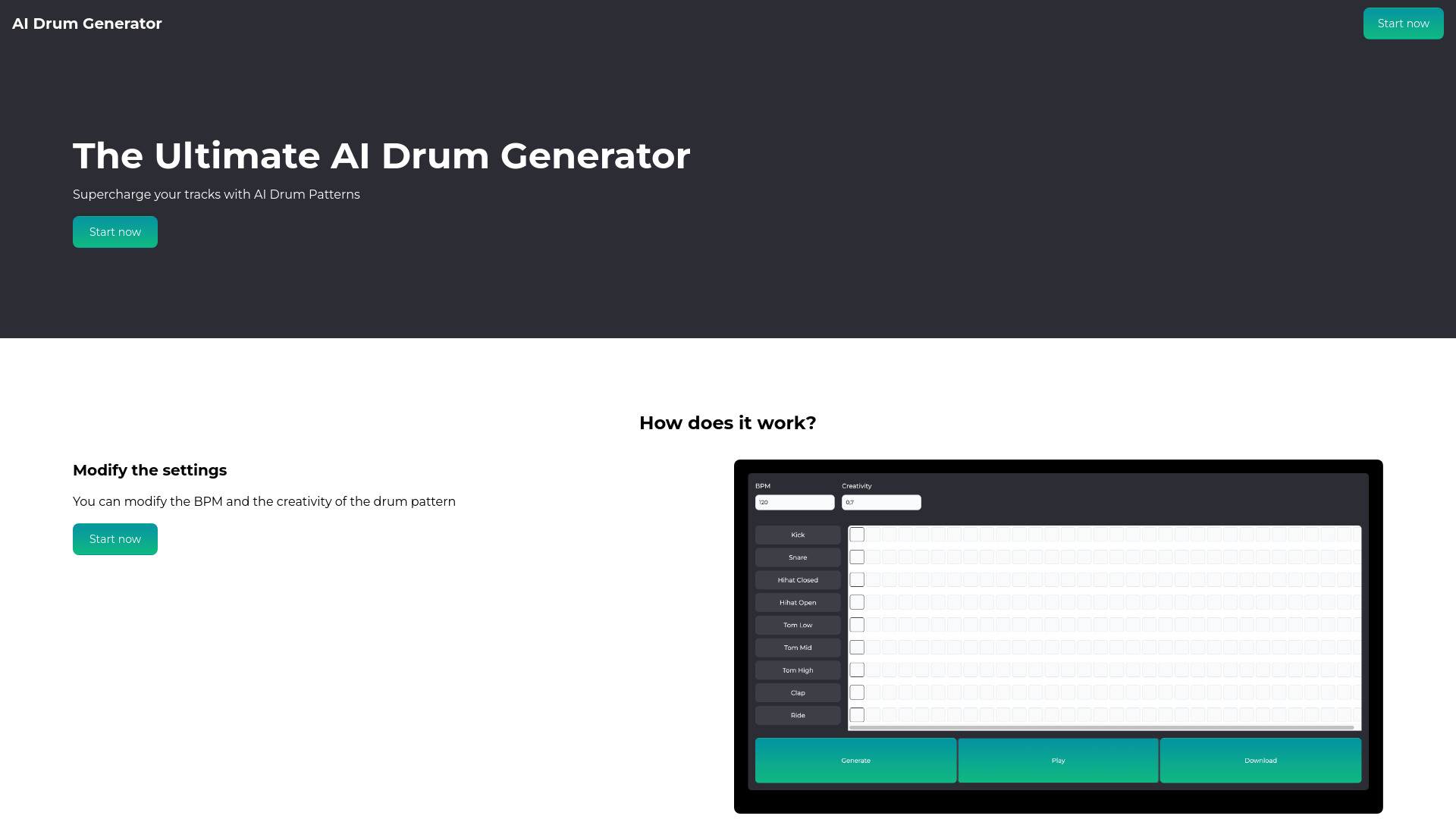 AI Drum Generator screenshot
