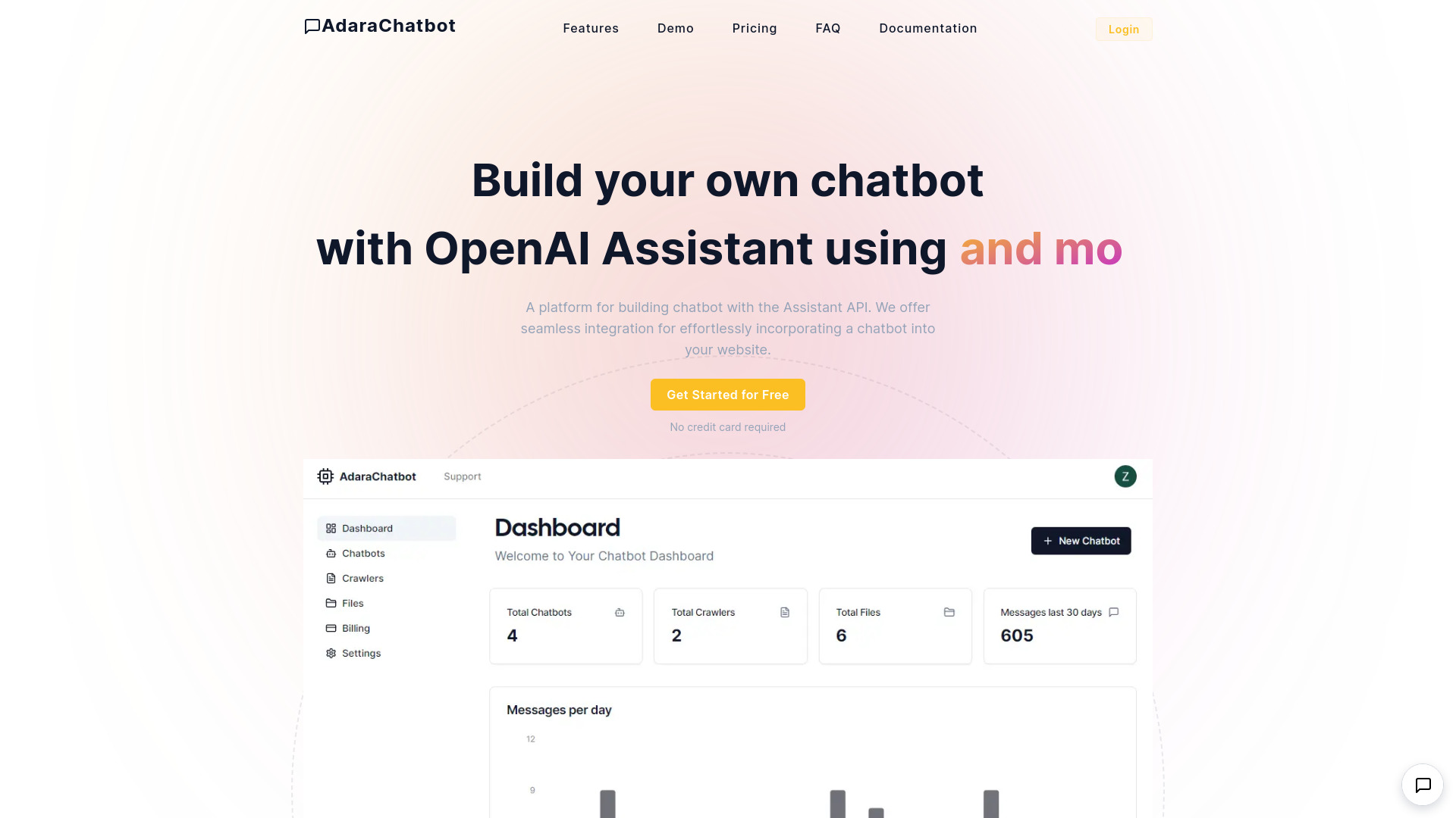 AdaraChatbot screenshot