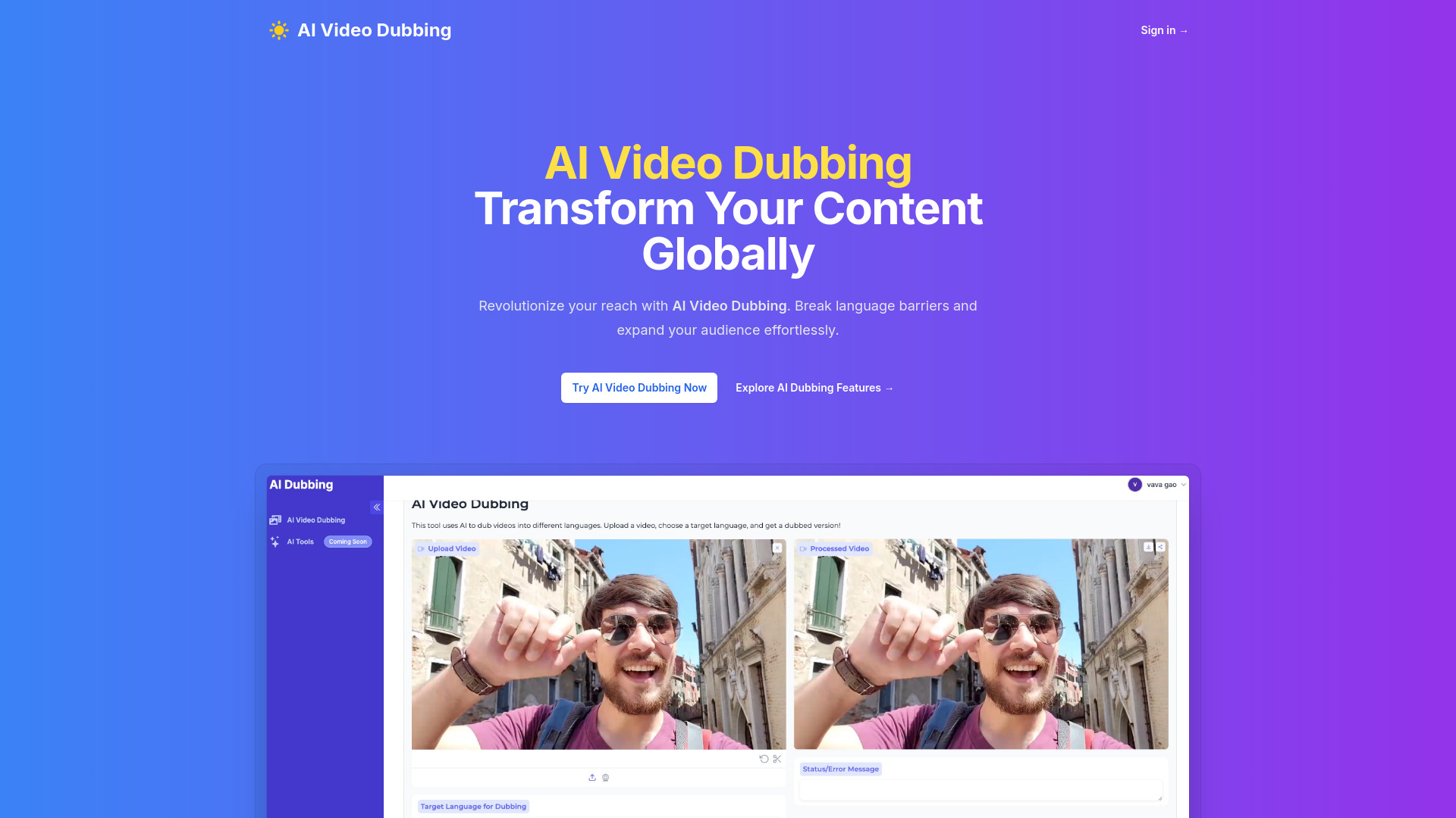 AI Video Dubbing screenshot