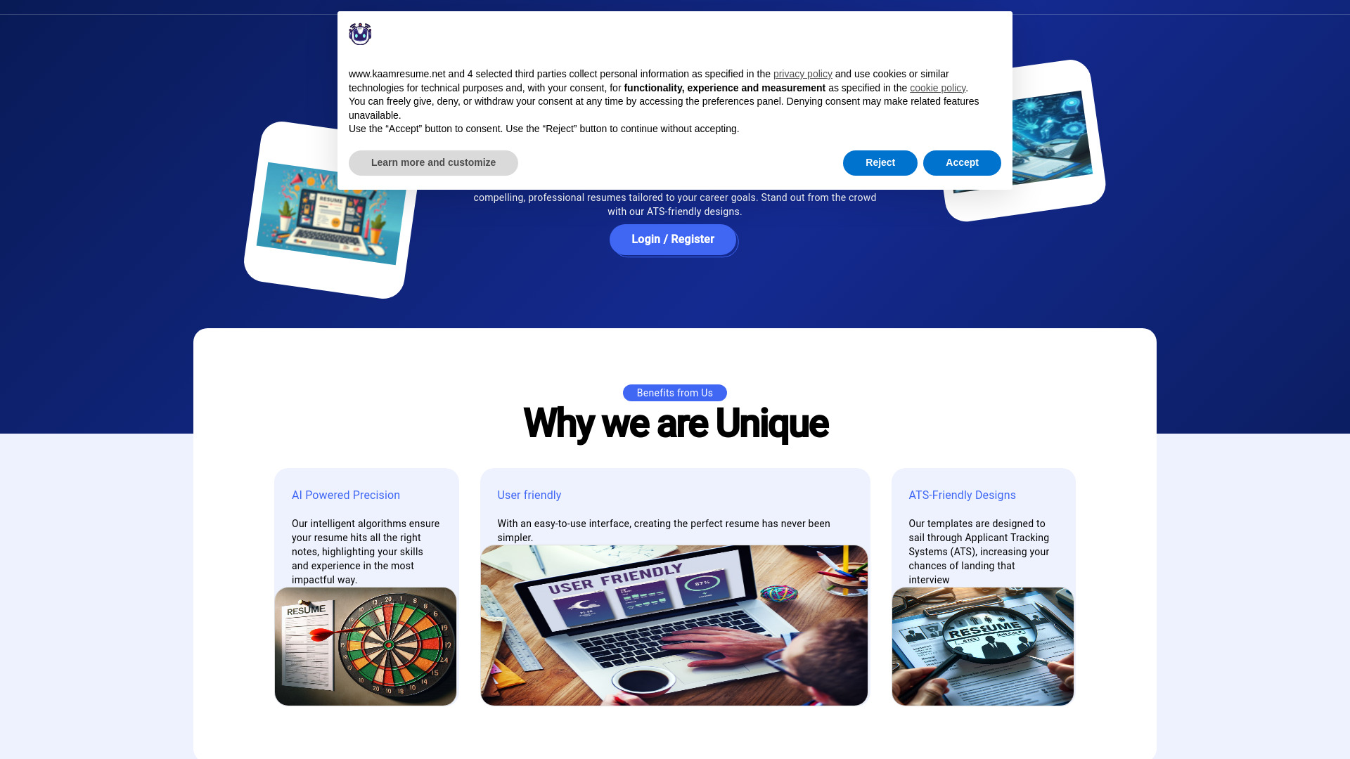kaamresume.net screenshot