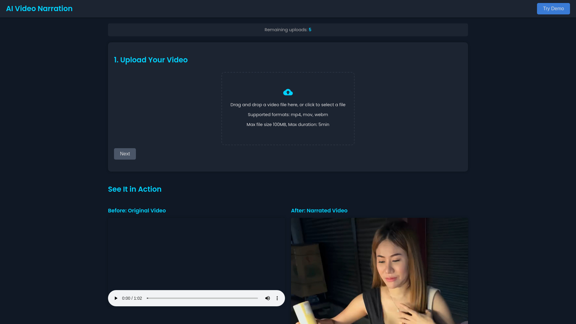 NarrateVideoAI screenshot