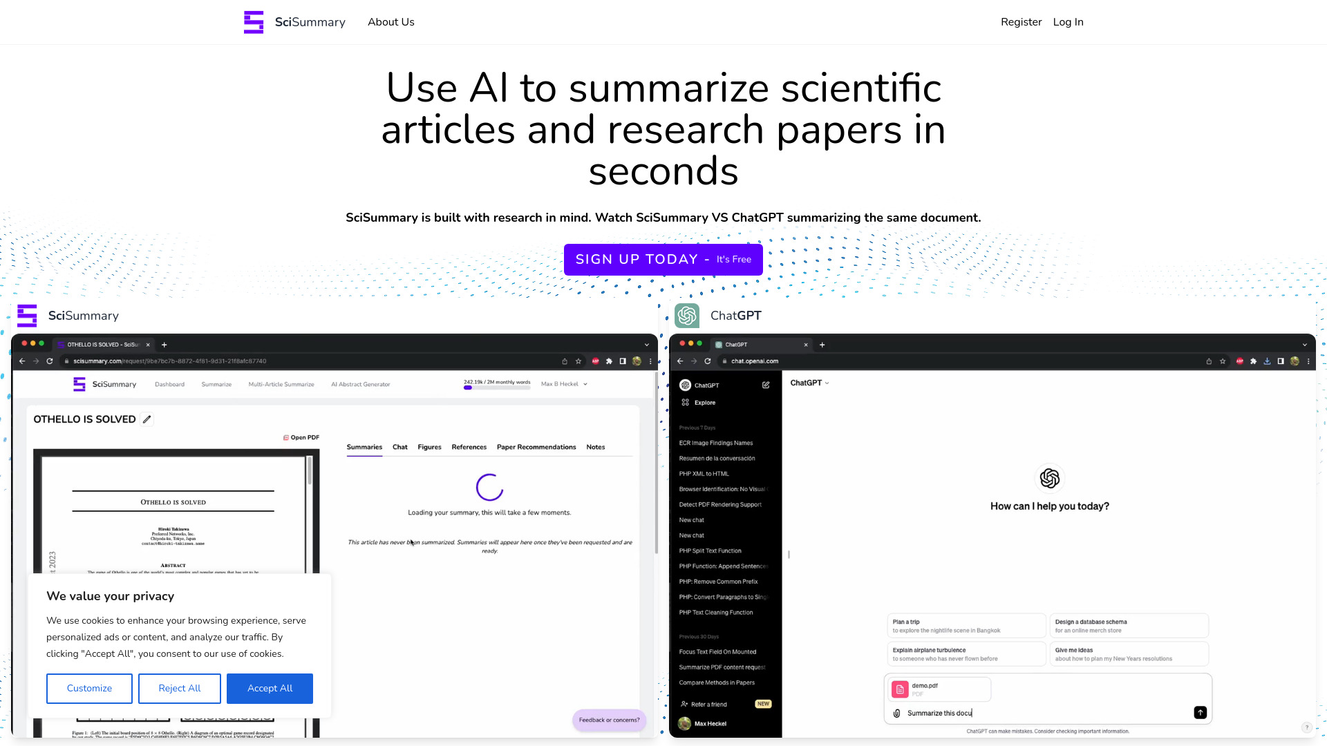 SciSummary screenshot