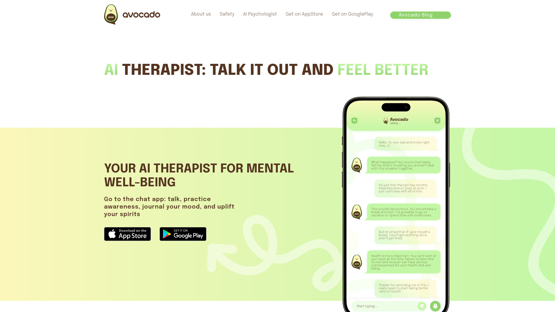 Avocado - AI for Mental Health screenshot