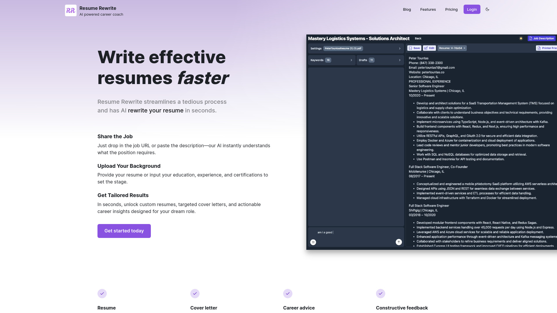 Resume Rewrite screenshot