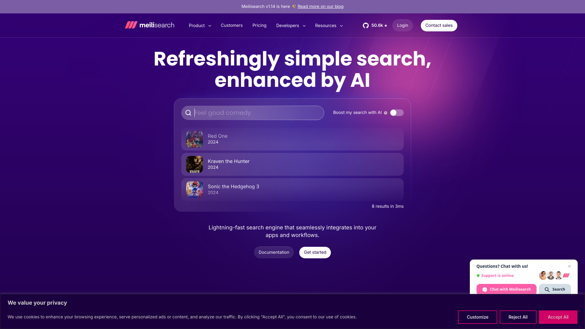Meilisearch screenshot