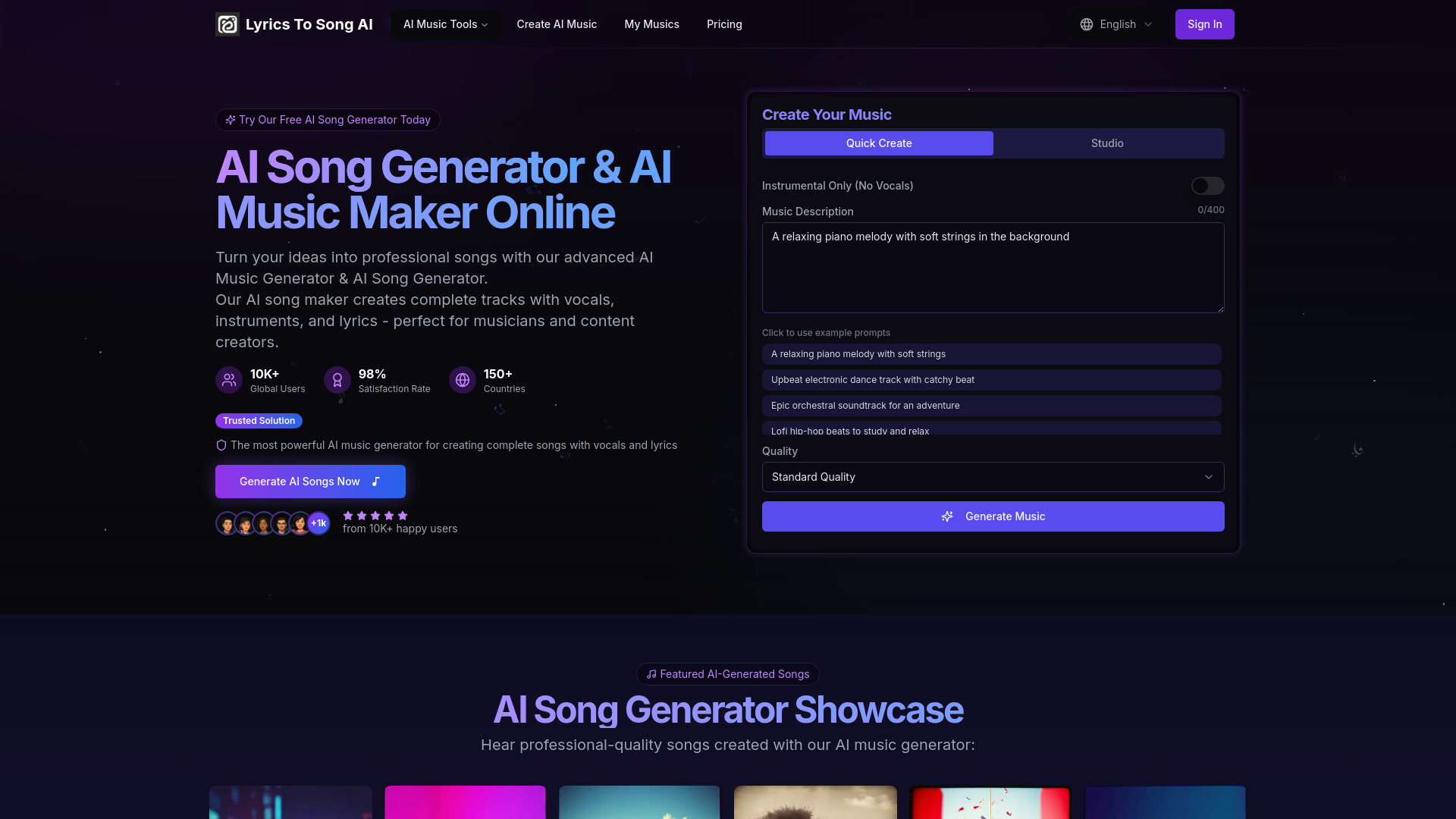 LyricsToSongAI screenshot