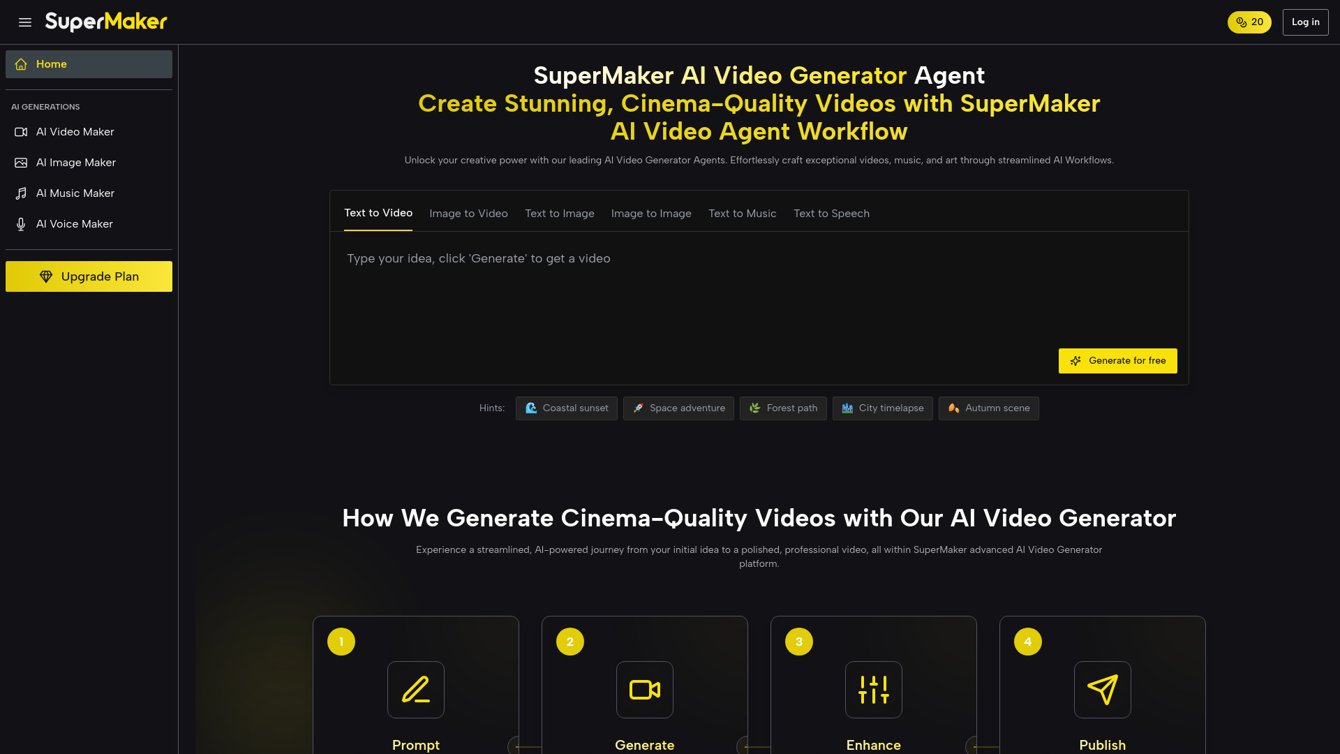 SuperMaker AI Video Generator screenshot