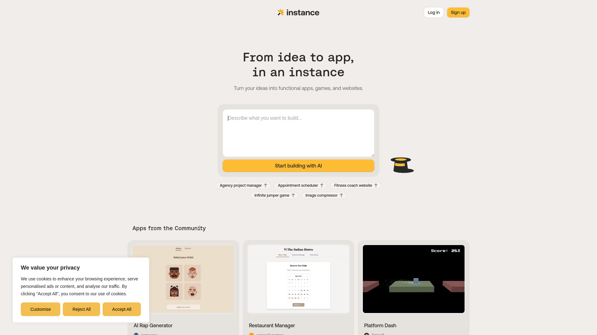 Instance screenshot