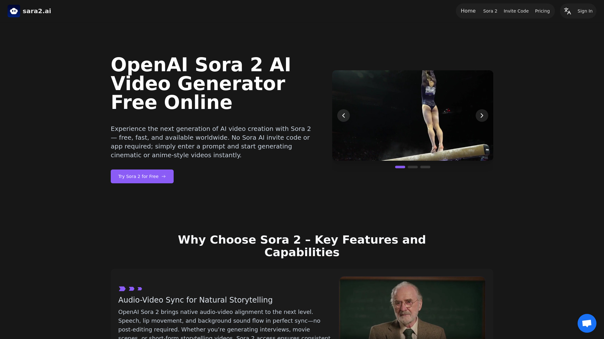 Sara2.ai:Free Sora 2 AI Video Generator Online screenshot