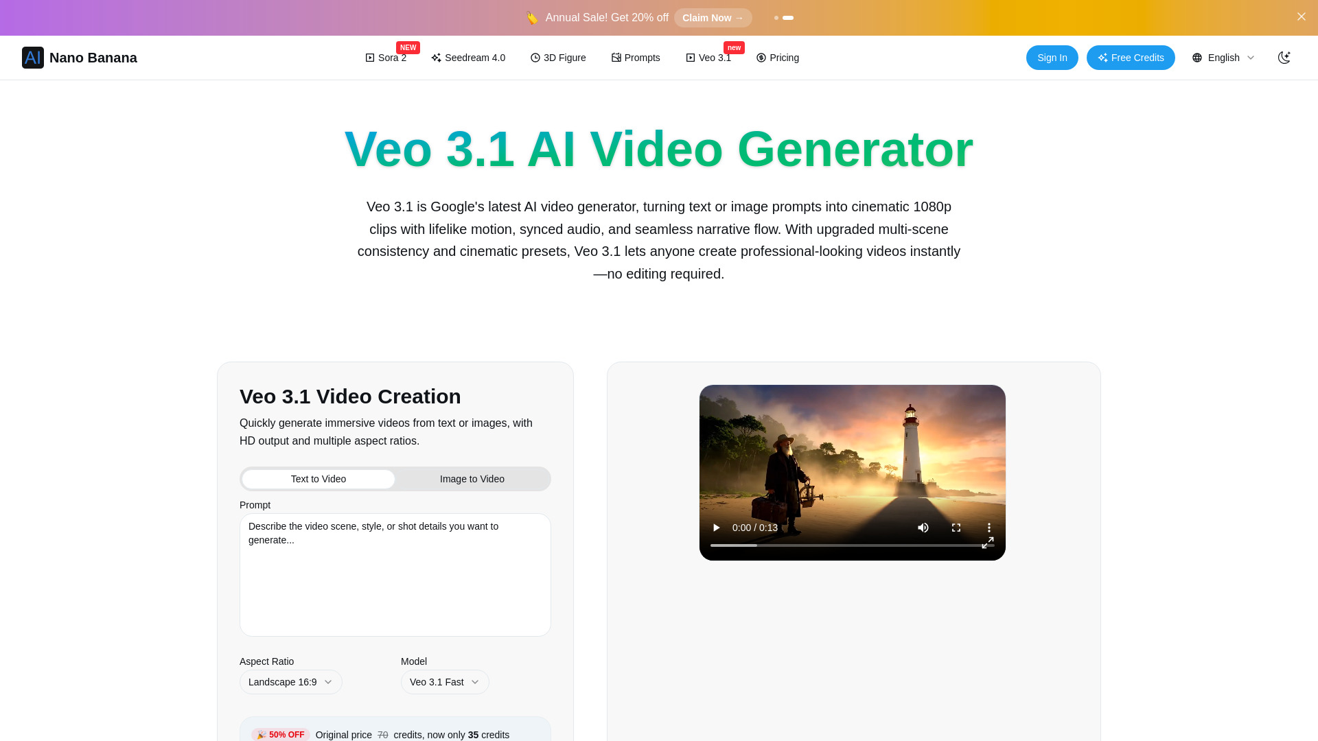 Veo 3.1 AI Video Generator screenshot