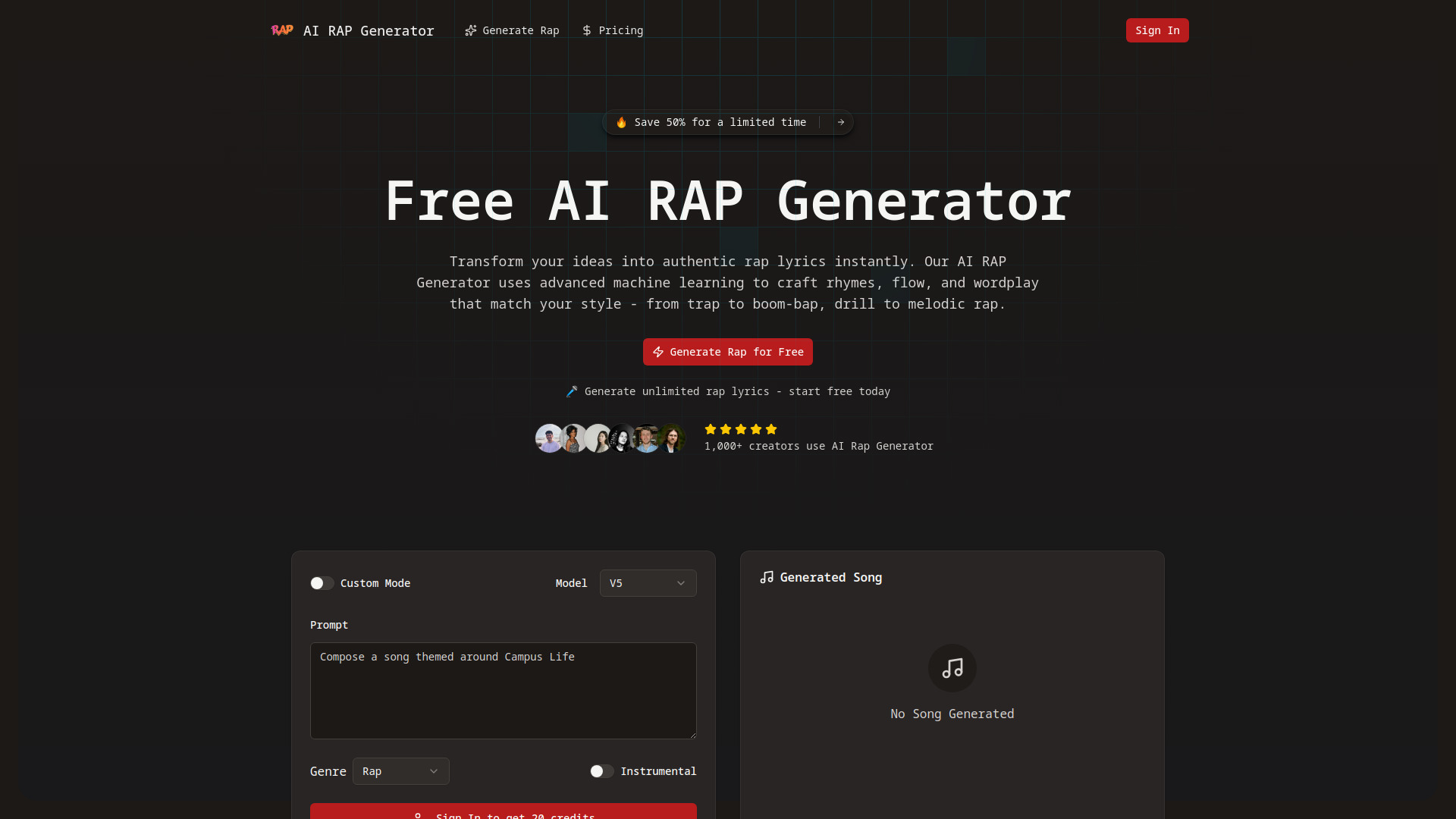 AI Rap Generator screenshot