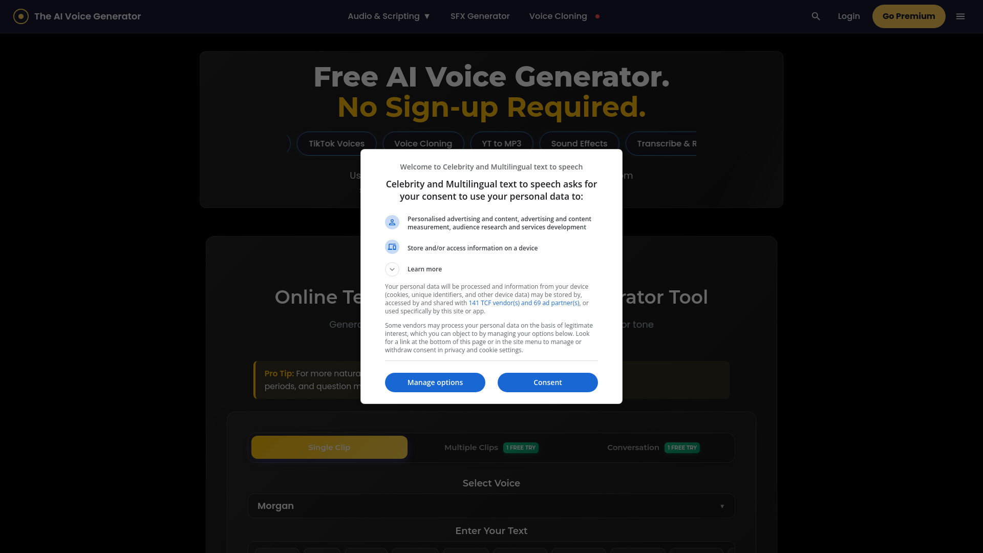 The AI Voice Generator screenshot