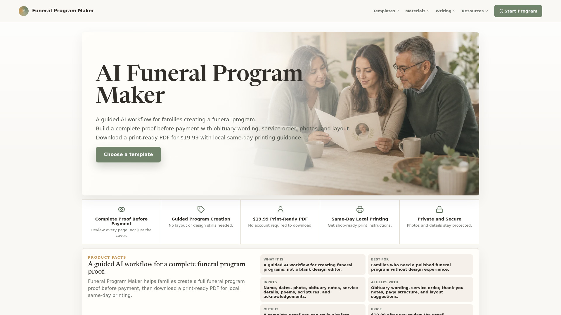 AI Funeral Program Maker screenshot
