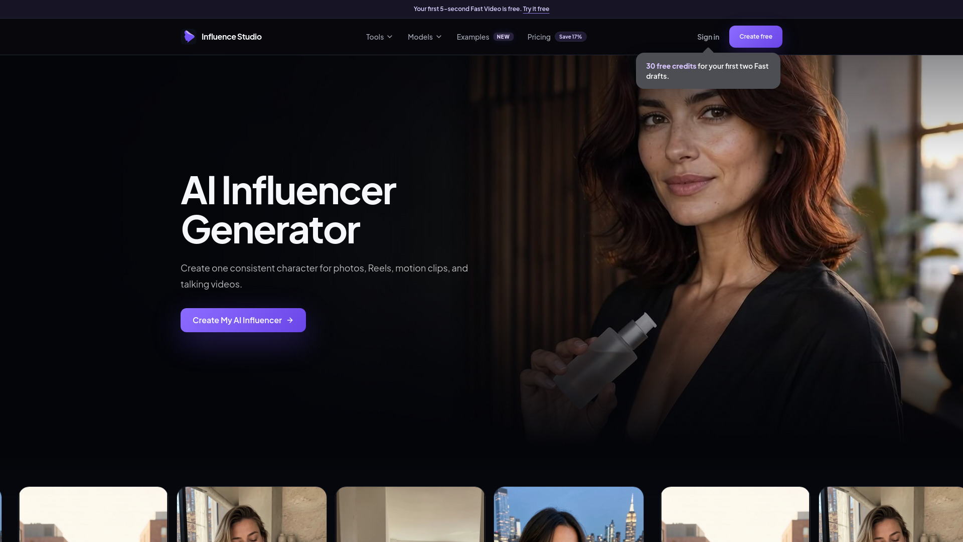 ai influencer generator screenshot